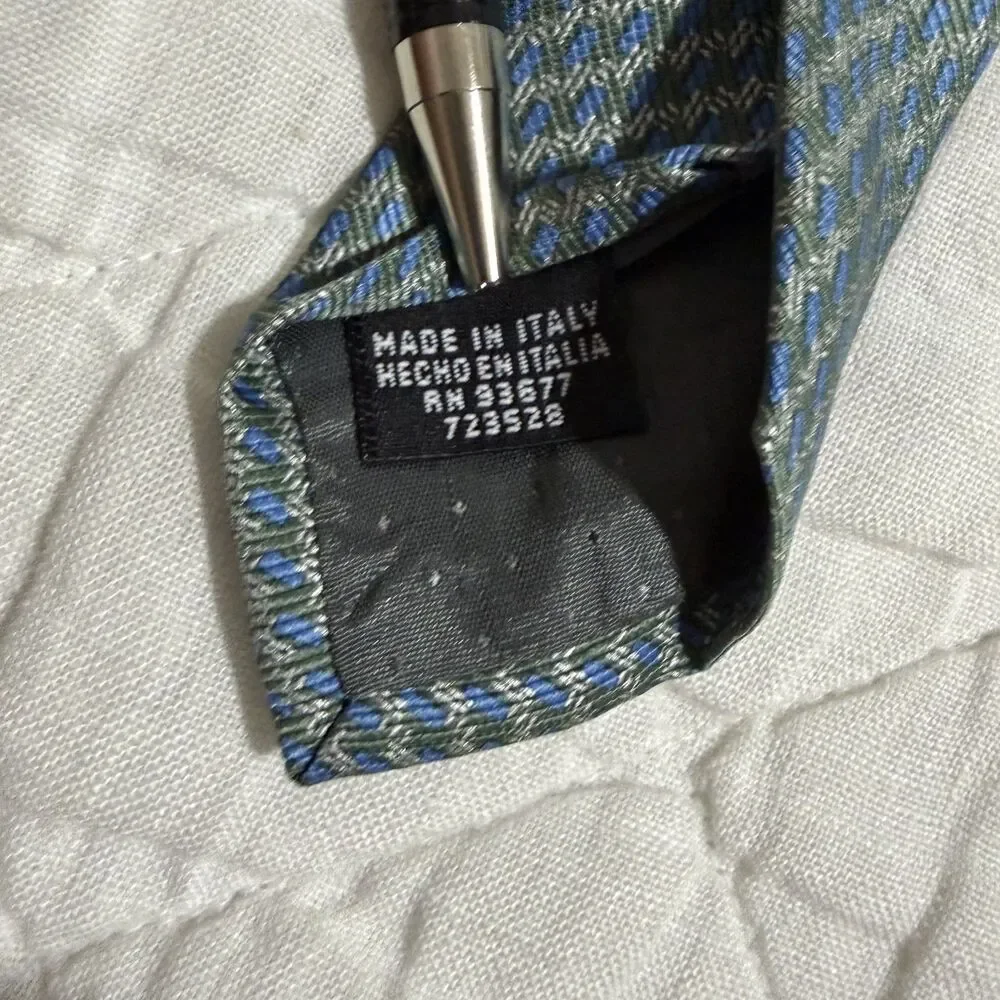 Stafford 100% Silk Tie Made in Italy Hand Made Twead Pattern Cyan Vintage